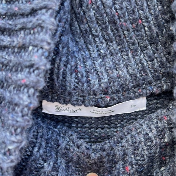 Woolrich Turtleneck Sleeveless Long Sweater Speckled Navy Blue - Picture 10 of 11